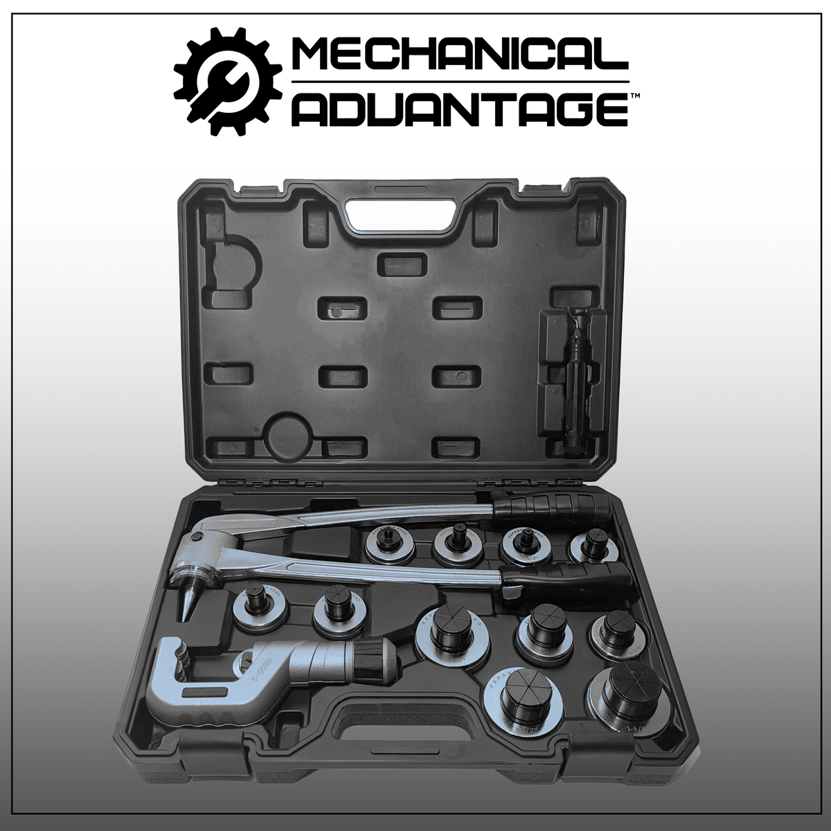 PORTABLE CASE INCLUDED  A sturdy hard storage case keeps all of the parts and tools contained in one area for ultimate organization. The case provides a convenient handle for easy transportation and portability. Also, a user manual is included for easy use. The set includes Tubing Expander x 1, Expander Heads x 11, Pipe Cutter x 1, Tube Reamer x 1, Carrying Case x 1. 15 parts total!